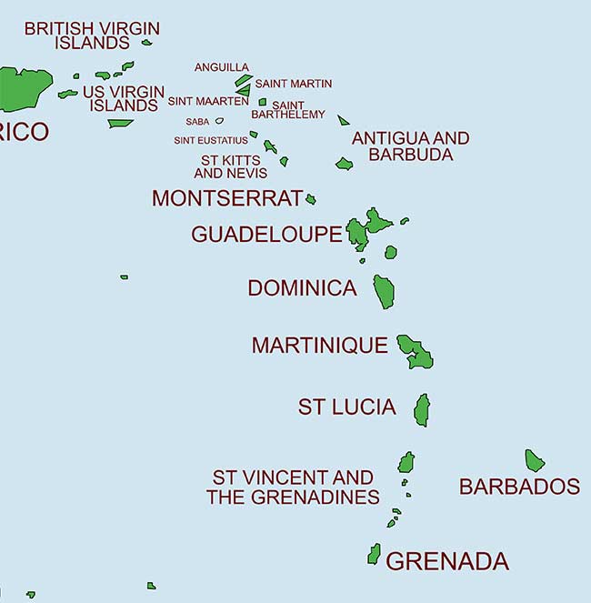 Sailing in Grenada map